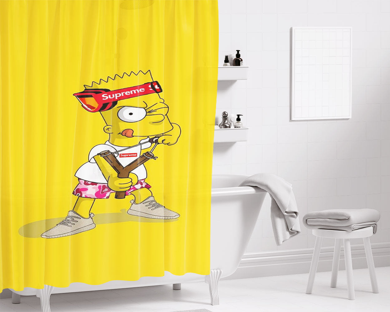 Explore Bart Simpson Supreme Bathroom Shower Curtain Fabric Waterproof | 66 X 72 Inch