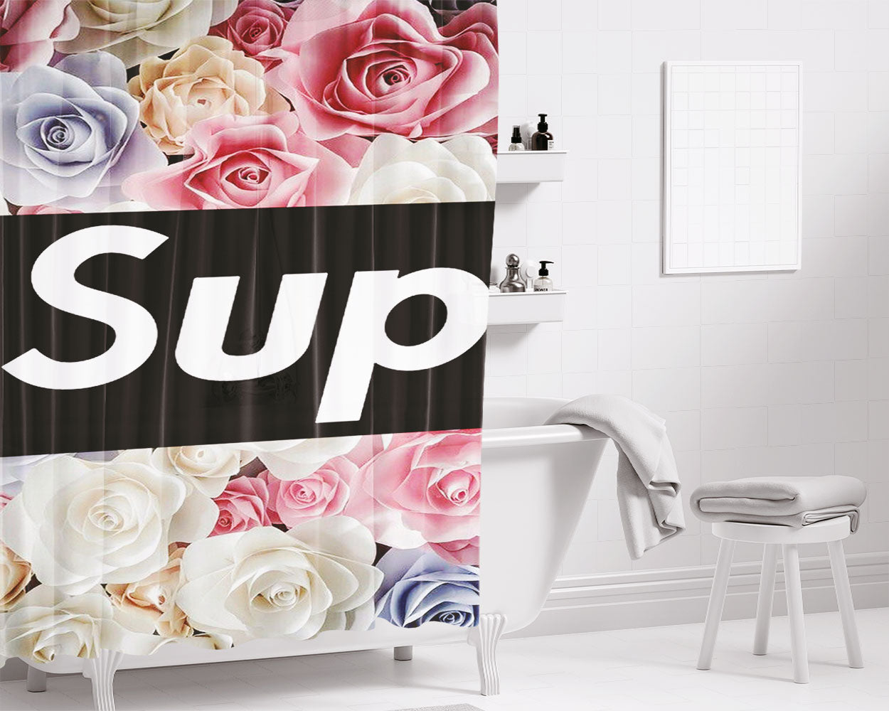 Flower Photograph X Supreme Bathroom Shower Curtain Fabric Waterproof | 66 X 72 Inch