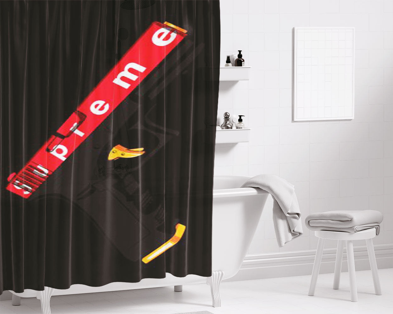 Gun Supreme Bathroom Shower Curtain Fabric Waterproof | 66 X 72 Inch