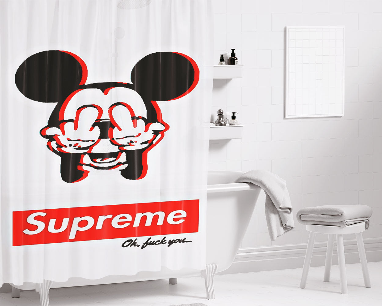 Mickey Mouse Dope Supreme Bathroom Shower Curtain Fabric Waterproof | 66 X 72 Inch