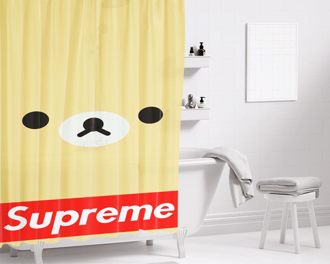Rilakkuma X Supreme Bathroom Shower Curtain Fabric Waterproof | 66 X 72 Inch