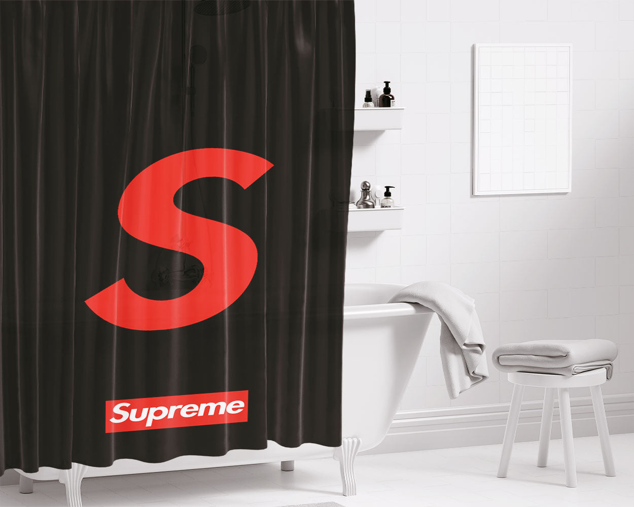 S Supreme Bathroom Shower Curtain Fabric Waterproof | 66 X 72 Inch
