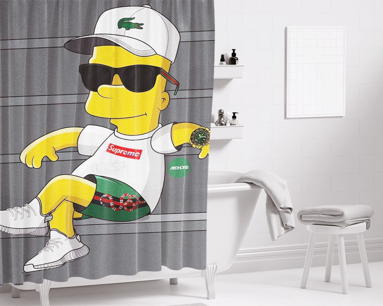 Simpson Supreme Bathroom Shower Curtain Fabric Waterproof | 66 X 72 Inch