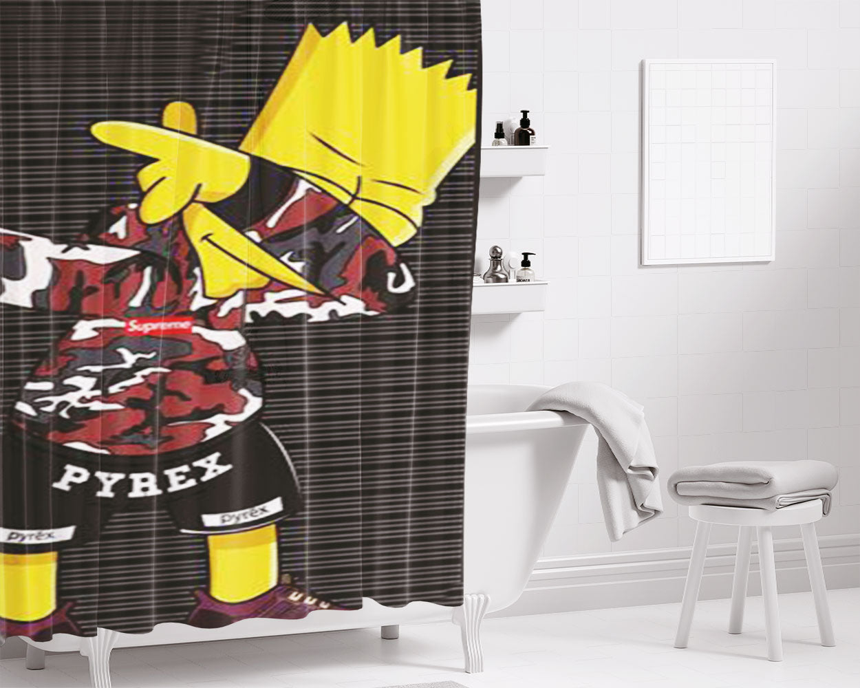 Simpsons Supreme Bathroom Shower Curtain Fabric Waterproof | 66 X 72 Inch