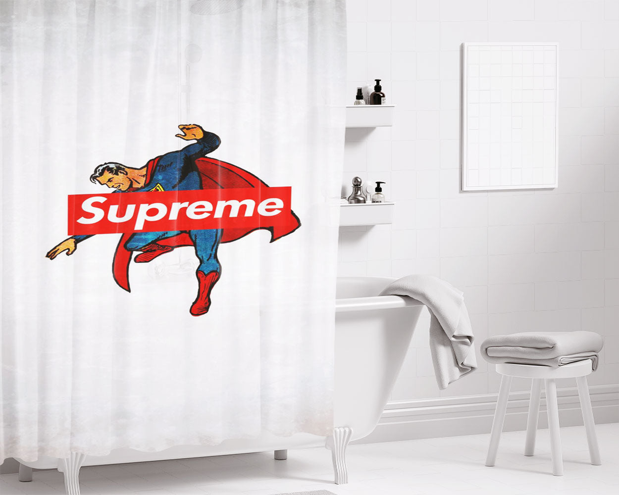 Superman Supreme Bathroom Shower Curtain Fabric Waterproof | 66 X 72 Inch