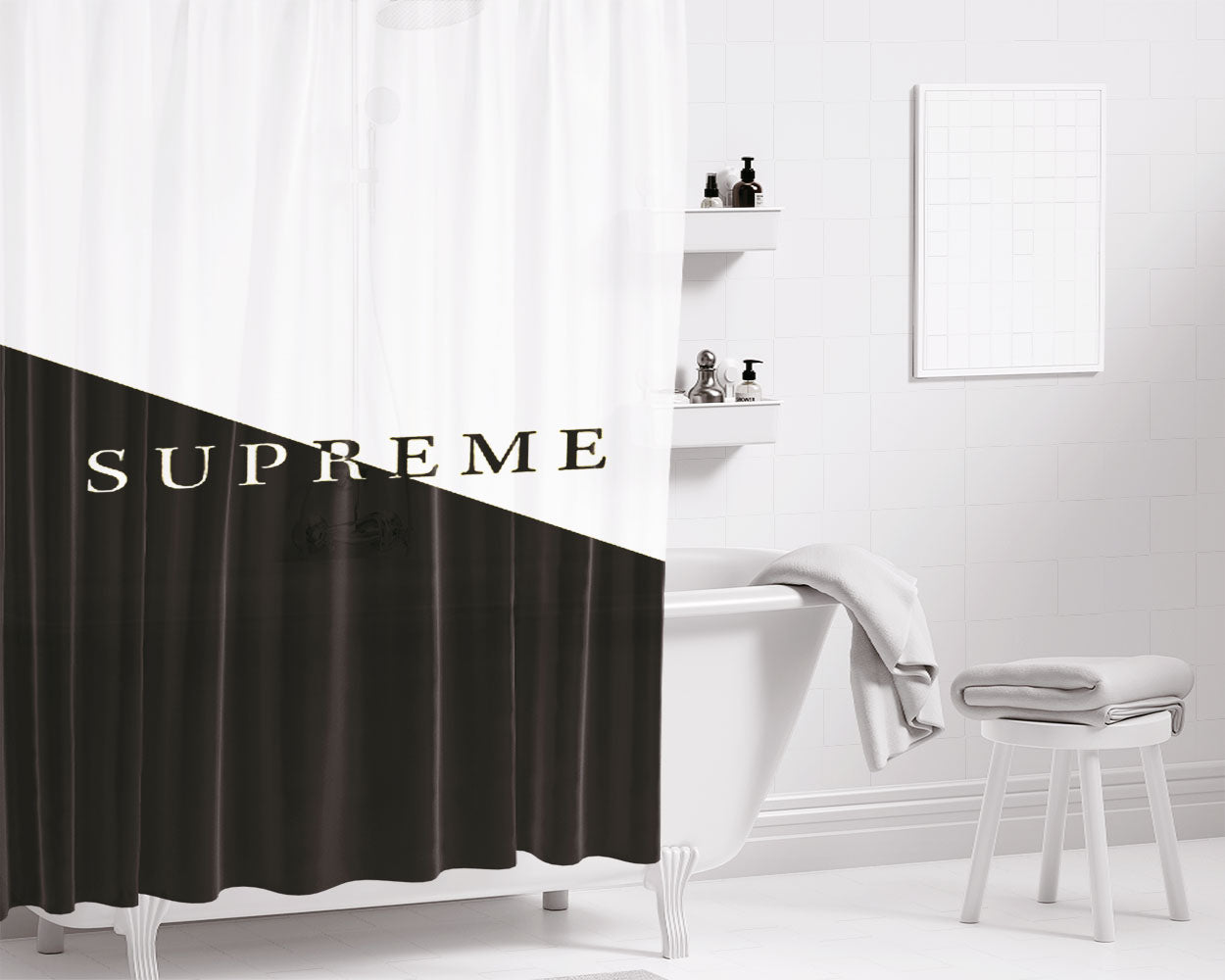 Supreme 2 Bathroom Shower Curtain Fabric Waterproof | 66 X 72 Inch