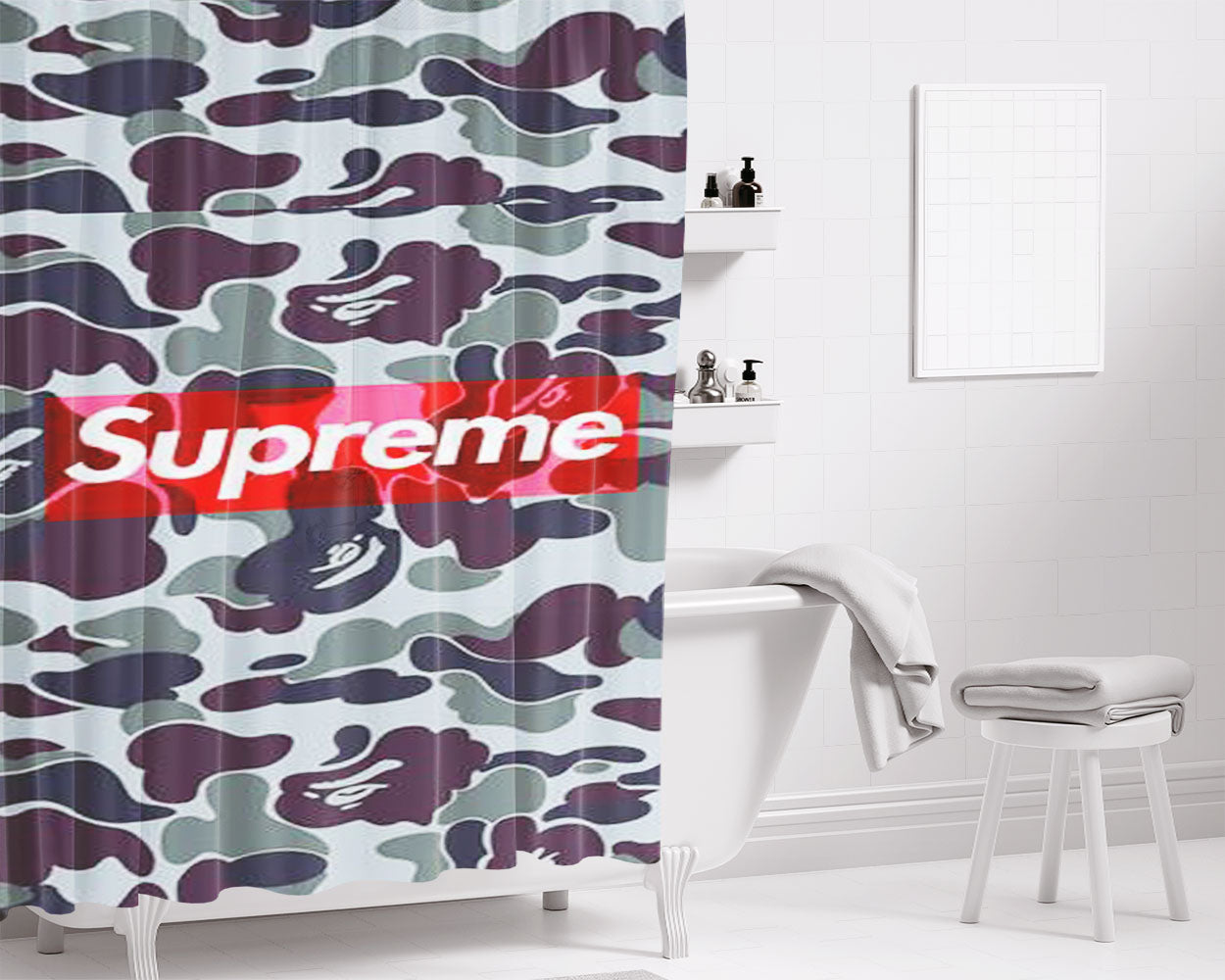 Supreme 49 Bathroom Shower Curtain Fabric Waterproof | 66 X 72 Inch