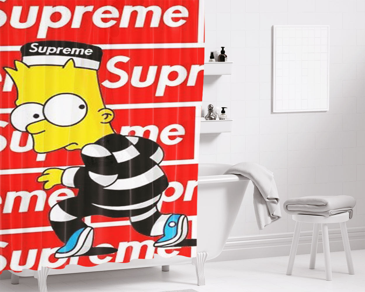 Supreme Bart Bathroom Shower Curtain Fabric Waterproof | 66 X 72 Inch