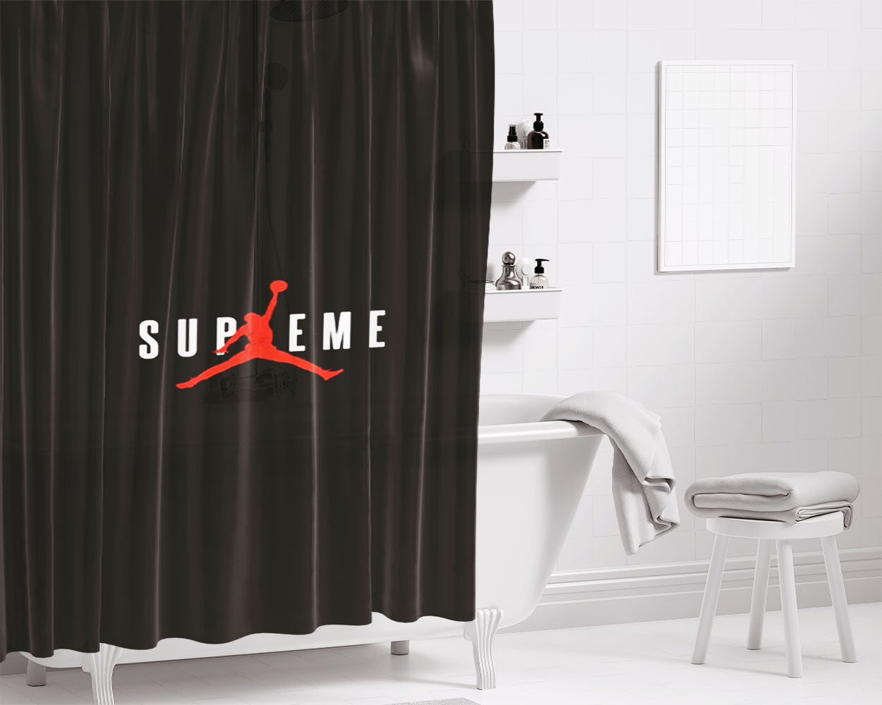 Supreme Basketball Bathroom Shower Curtain Fabric Waterproof | 66 X 72 Inch