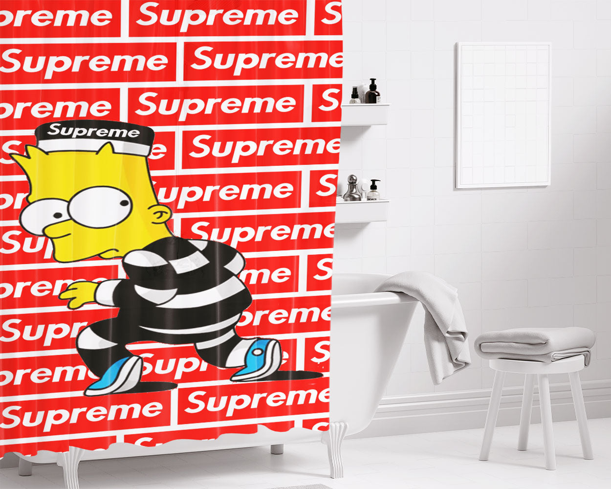 Supreme Bat Bathroom Shower Curtain Fabric Waterproof | 66 X 72 Inch