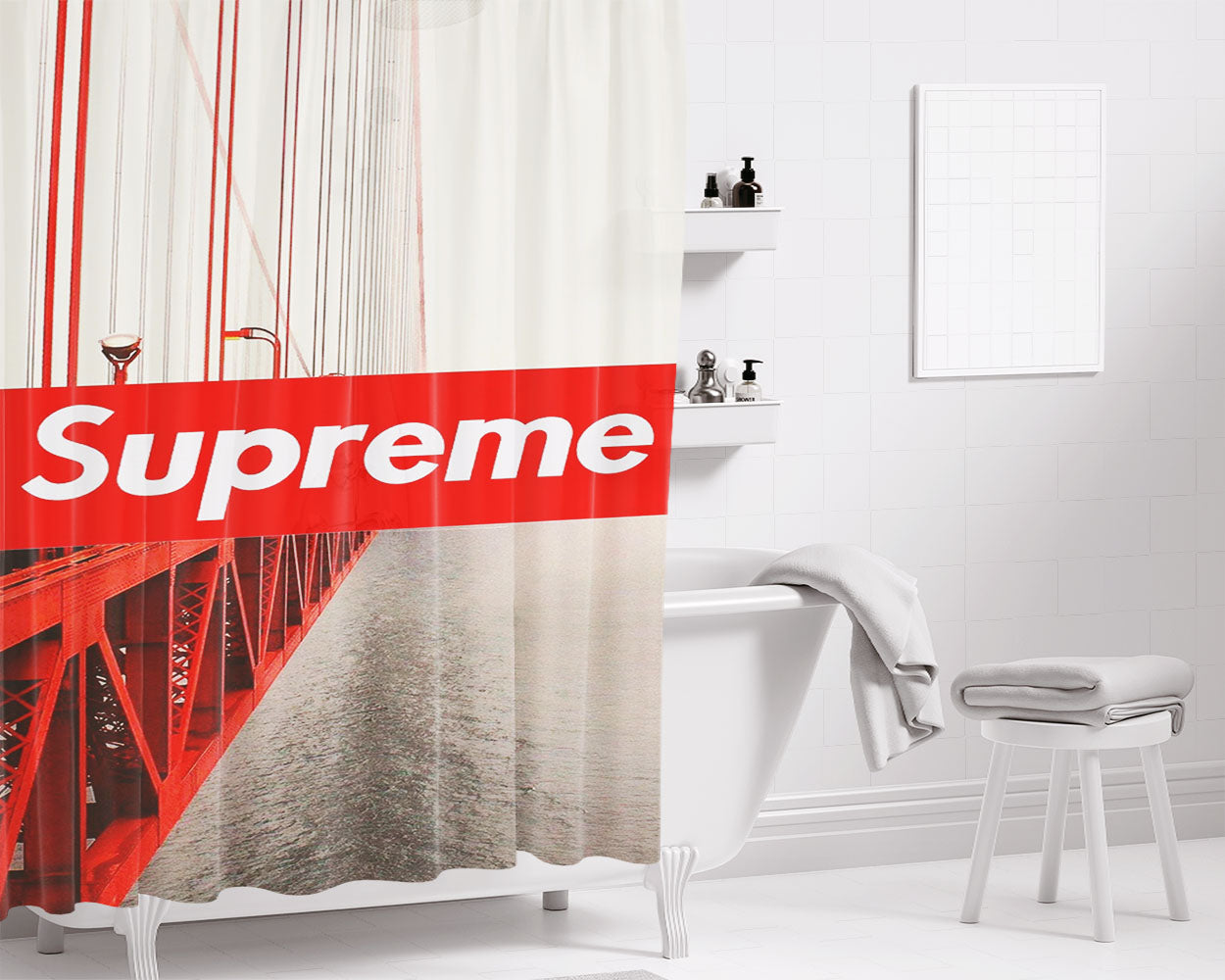 Supreme Bridge Bathroom Shower Curtain Fabric Waterproof | 66 X 72 Inch