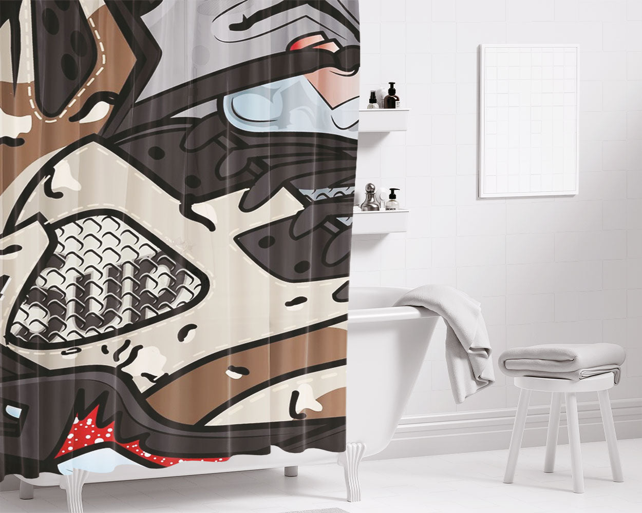 Supreme Camo Shoes Bathroom Shower Curtain Fabric Waterproof | 66 X 72 Inch