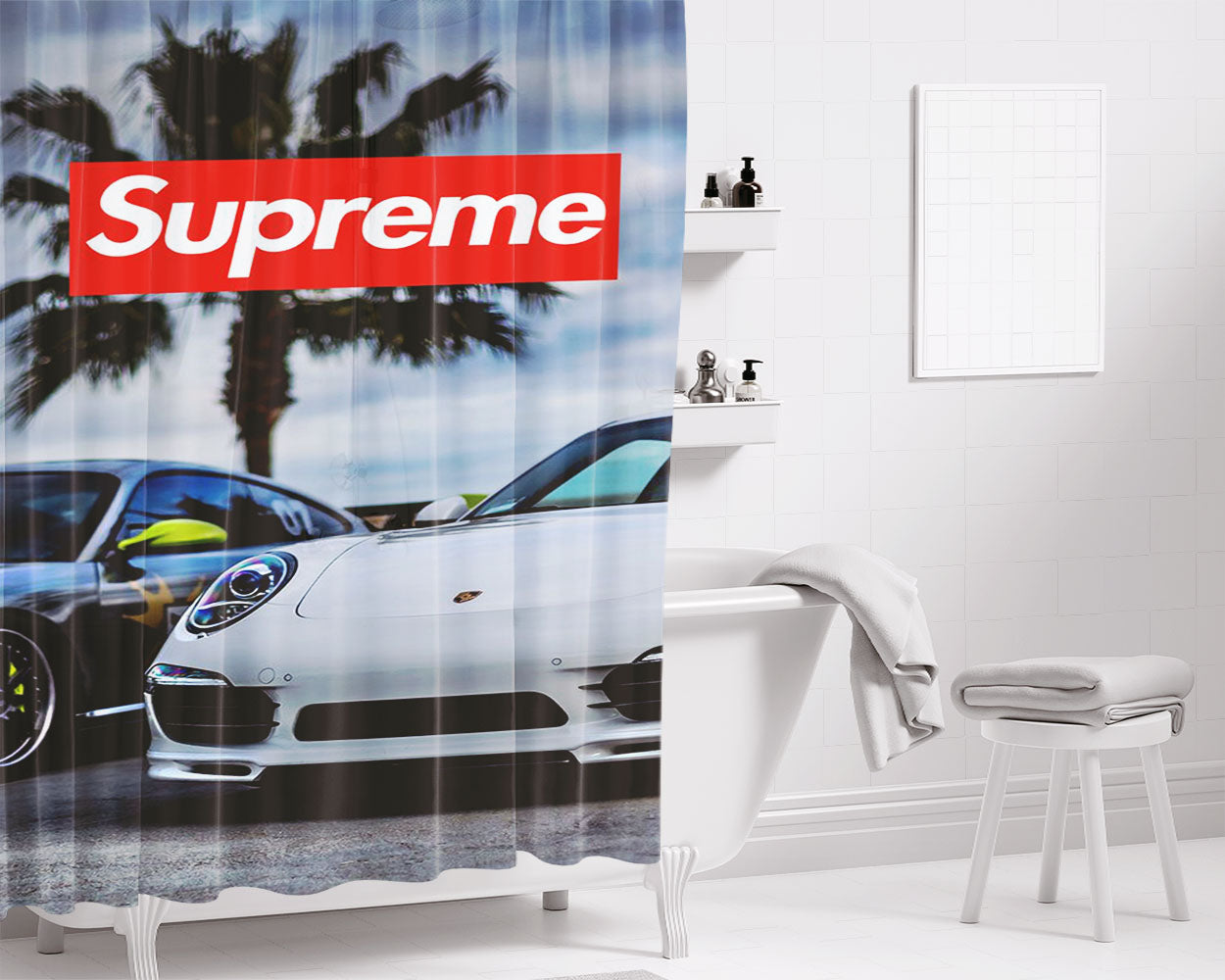 Supreme Car Bathroom Shower Curtain Fabric Waterproof | 66 X 72 Inch