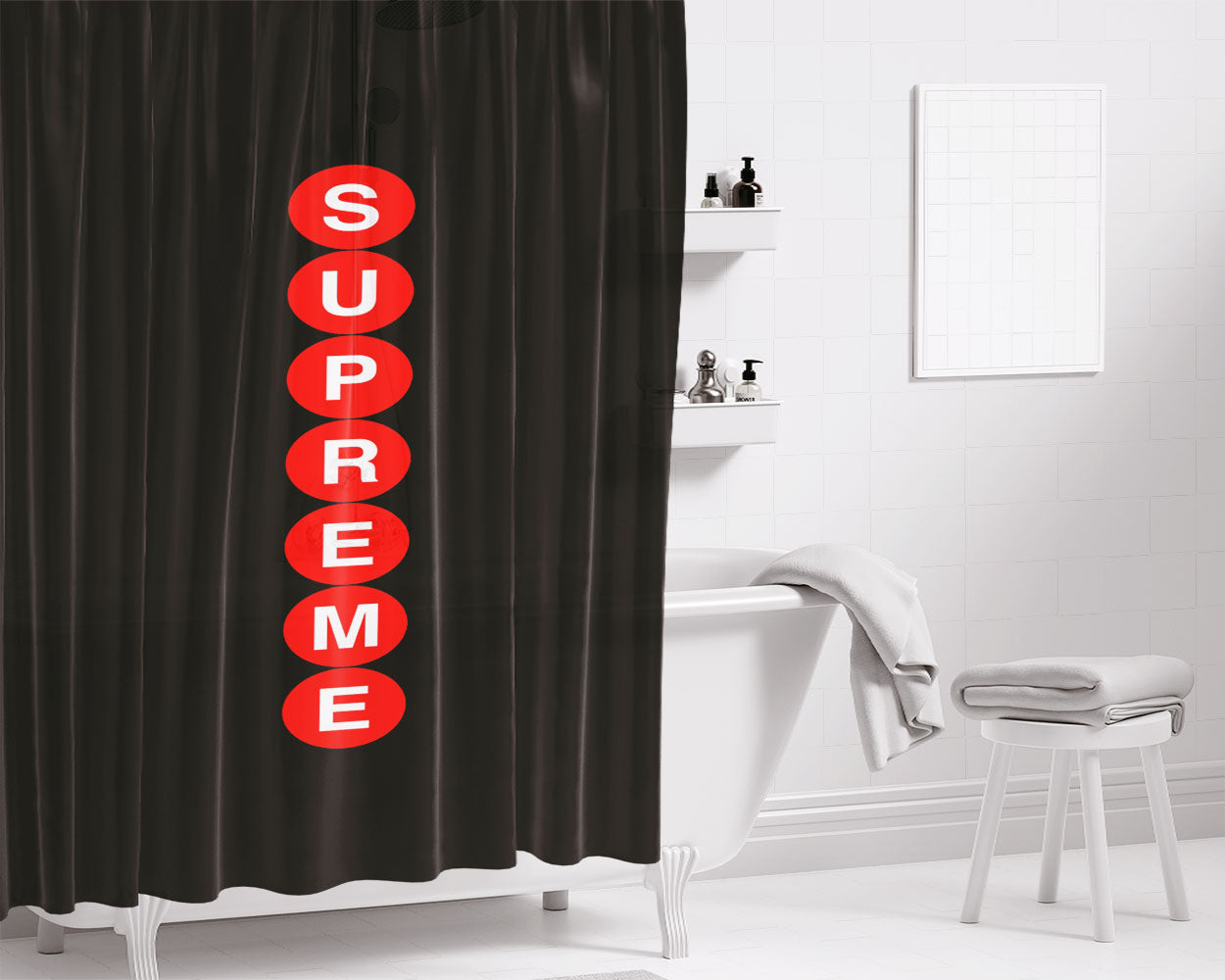 Supreme Circle Bathroom Shower Curtain Fabric Waterproof | 66 X 72 Inch