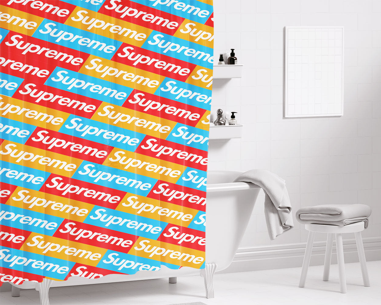Supreme Color Bathroom Shower Curtain Fabric Waterproof | 66 X 72 Inch