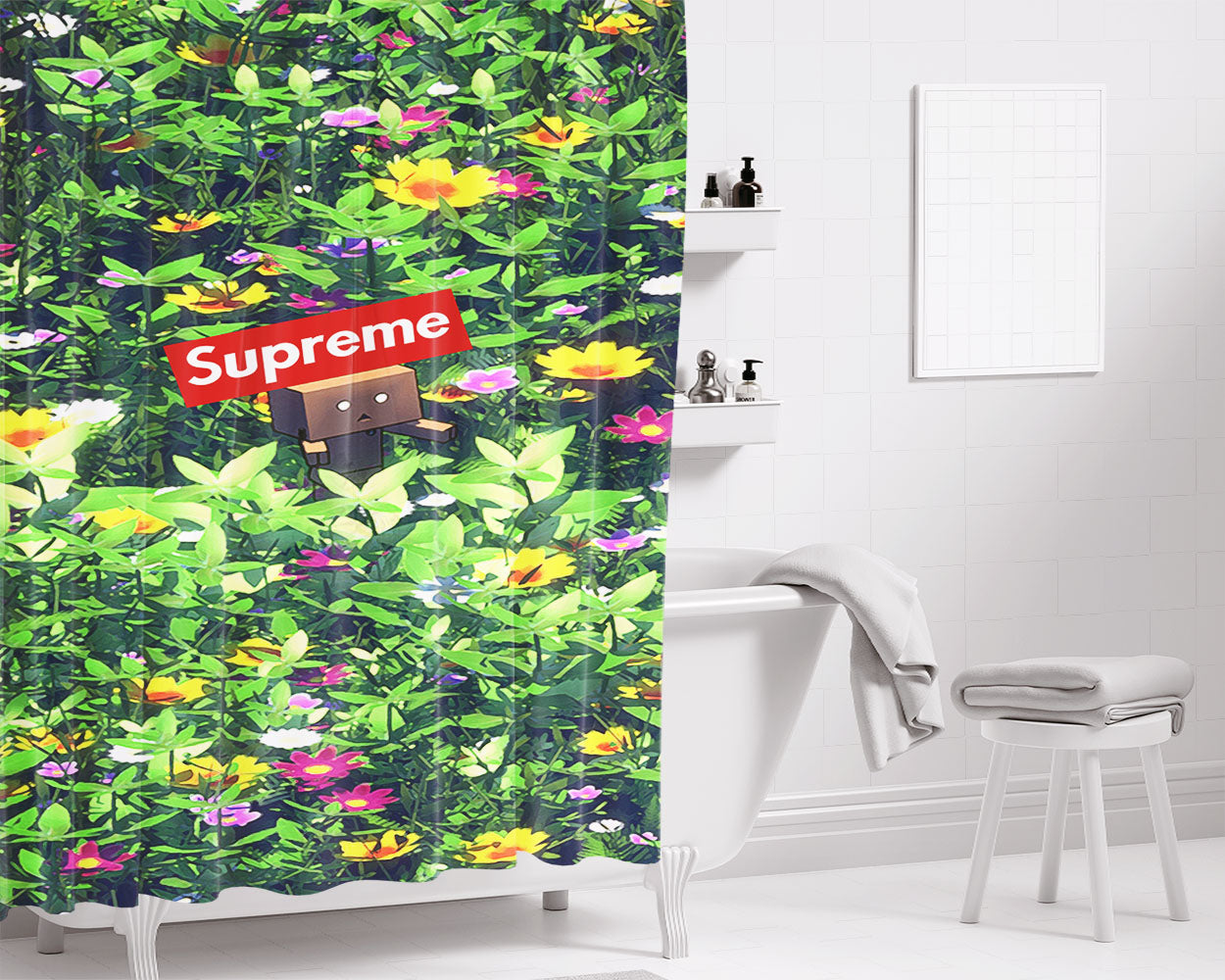 Supreme Danbo Bathroom Shower Curtain Fabric Waterproof | 66 X 72 Inch