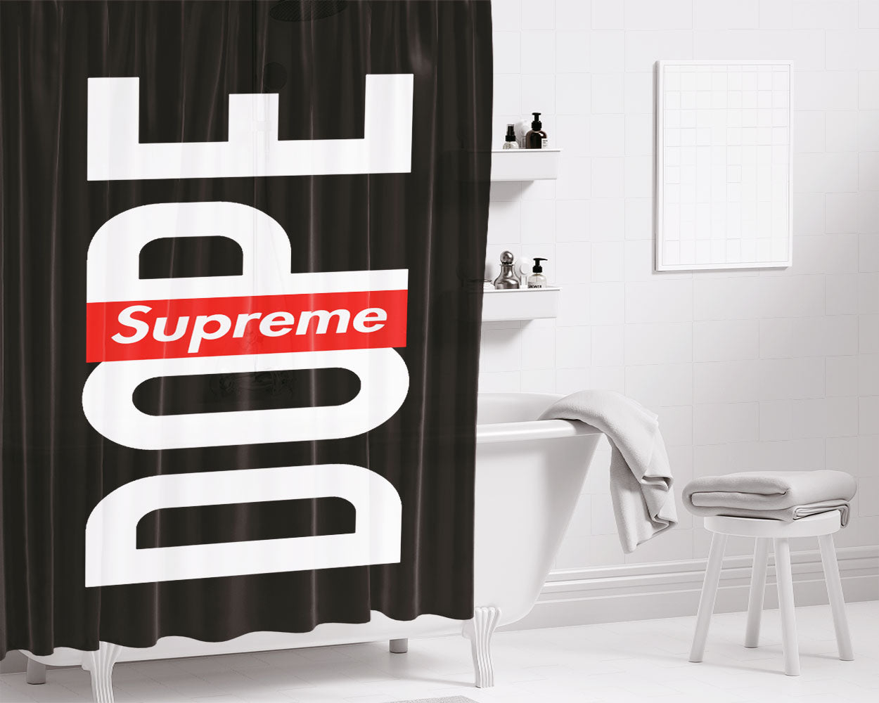Supreme Dope Bathroom Shower Curtain Fabric Waterproof | 66 X 72 Inch