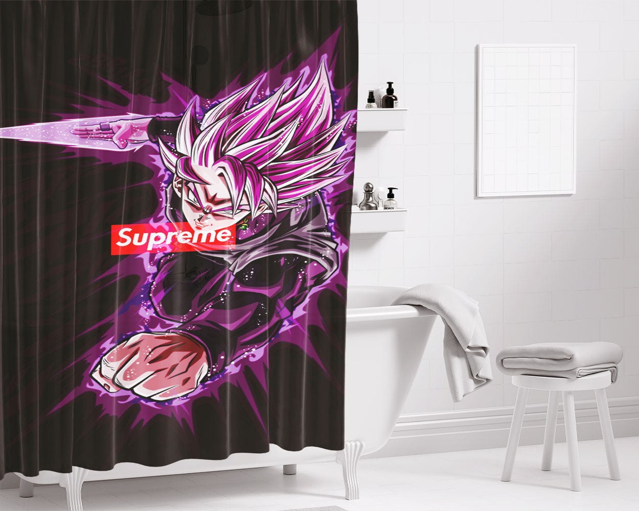 Supreme Floral Wallpaper Bathroom Shower Curtain Fabric Waterproof | 66 X 72 Inch