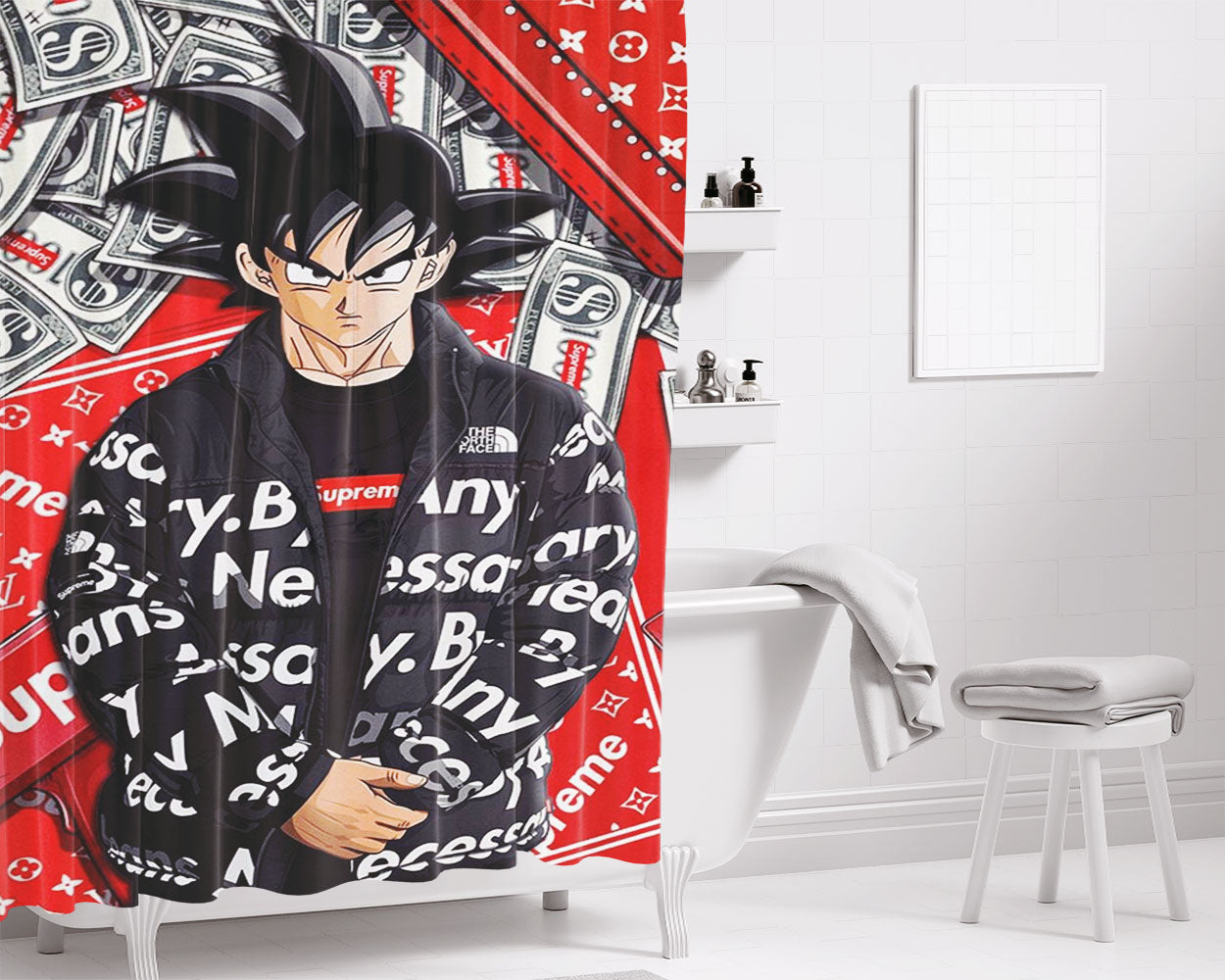 Supreme Goku Bathroom Shower Curtain Fabric Waterproof | 66 X 72 Inch