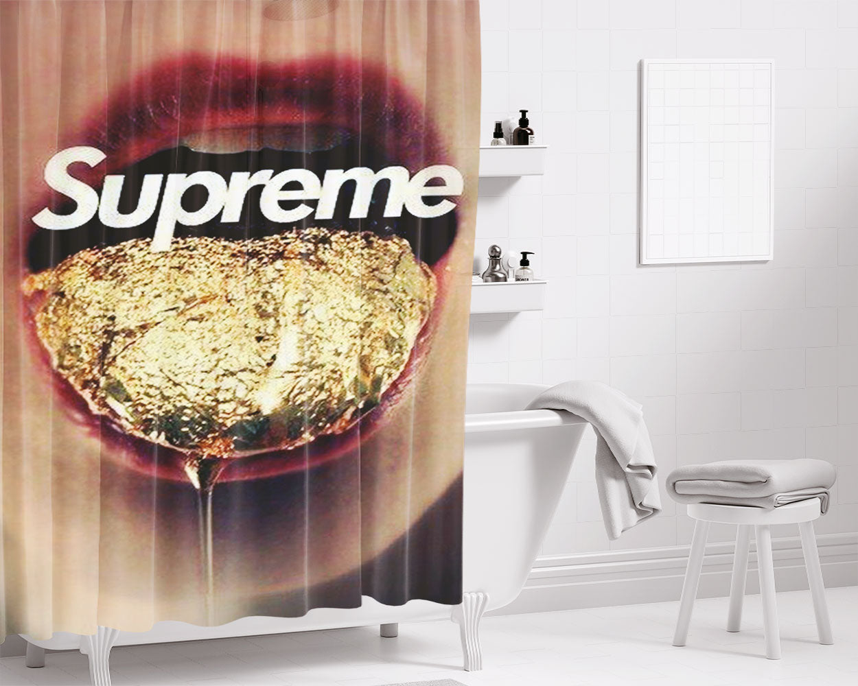 Supreme Gold Bathroom Shower Curtain Fabric Waterproof | 66 X 72 Inch