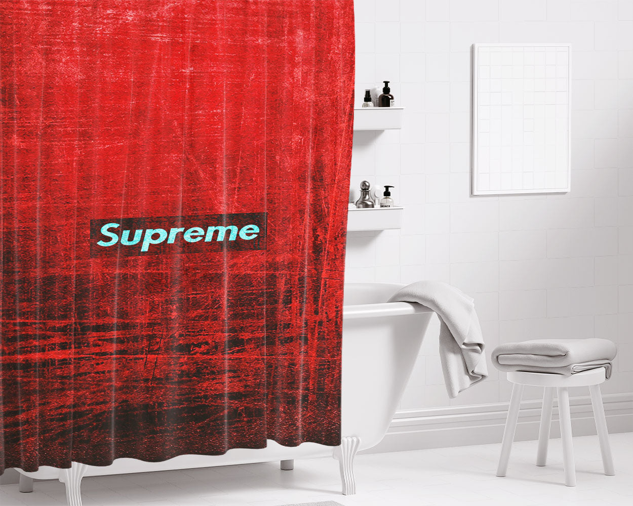 Supreme Grunge Wall Bathroom Shower Curtain Fabric Waterproof | 66 X 72 Inch