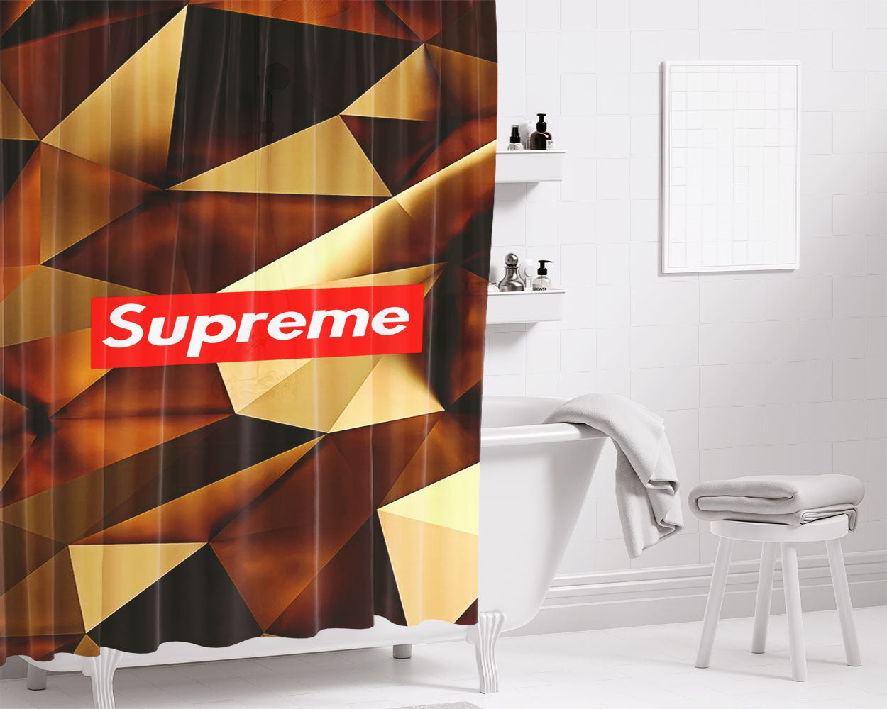 Supreme Hintergrund Bathroom Shower Curtain Fabric Waterproof | 66 X 72 Inch