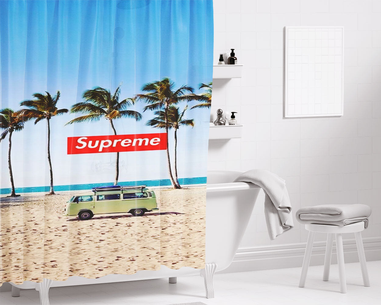 Supreme Holiday Bathroom Shower Curtain Fabric Waterproof | 66 X 72 Inch