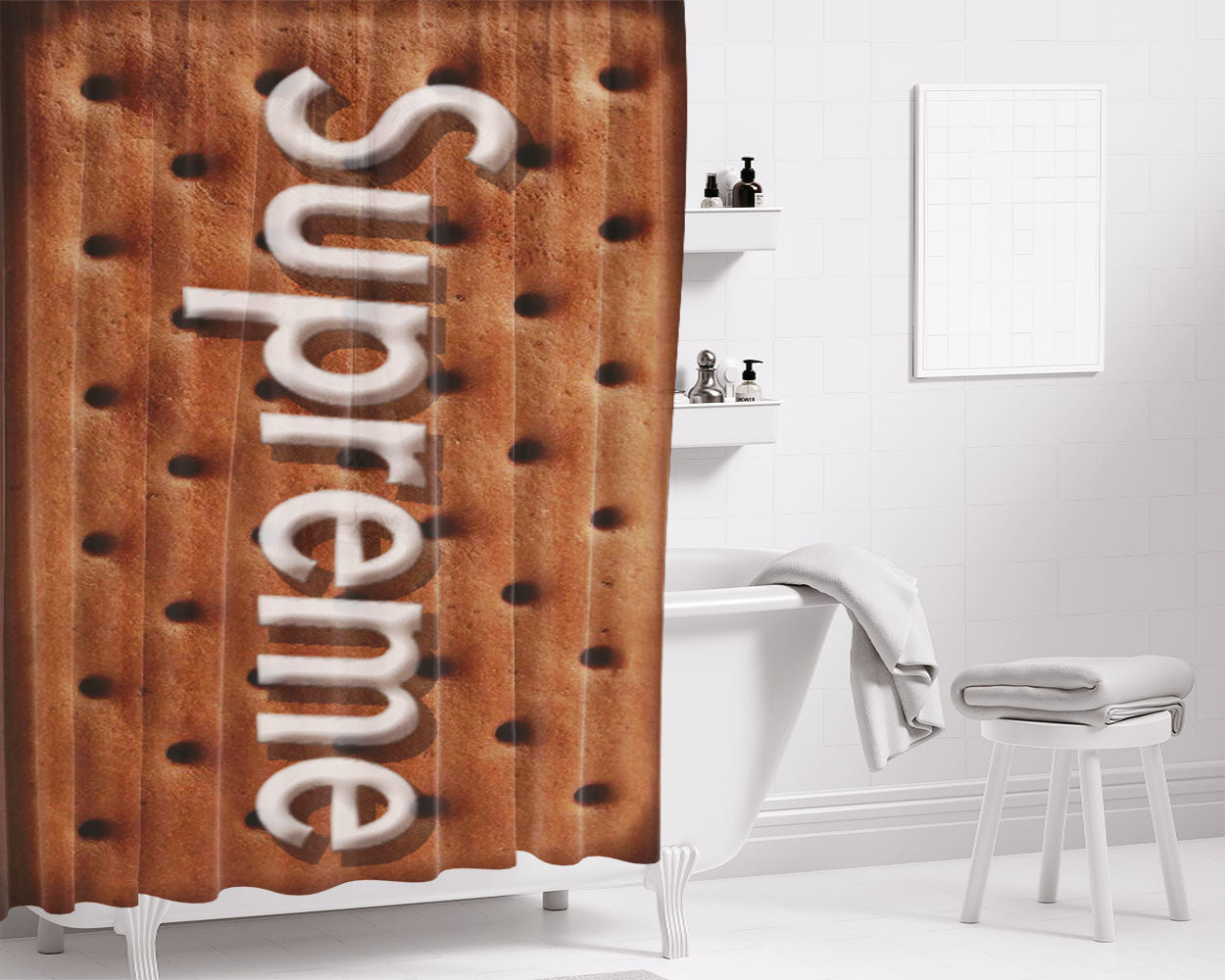Supreme Ice Cream Sandwich Bathroom Shower Curtain Fabric Waterproof | 66 X 72 Inch