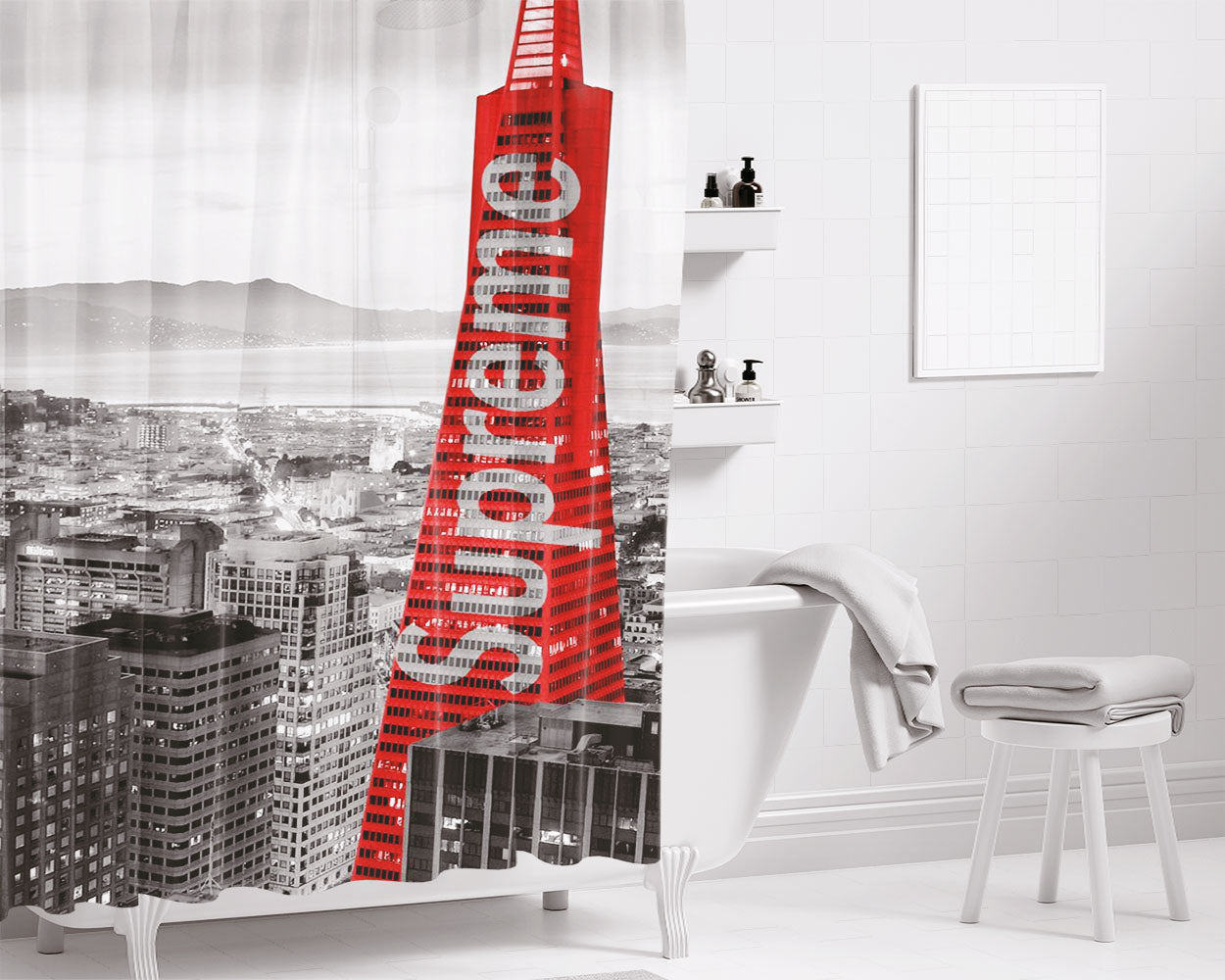Supreme In The City Bathroom Shower Curtain Fabric Waterproof | 66 X 72 Inch