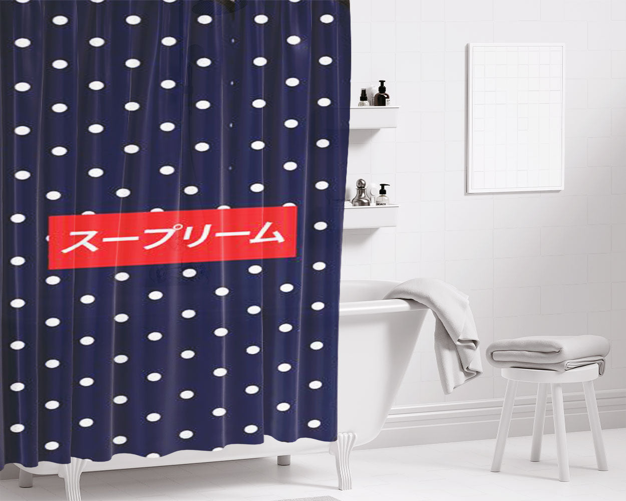 Supreme Japanese Bathroom Shower Curtain Fabric Waterproof | 66 X 72 Inch
