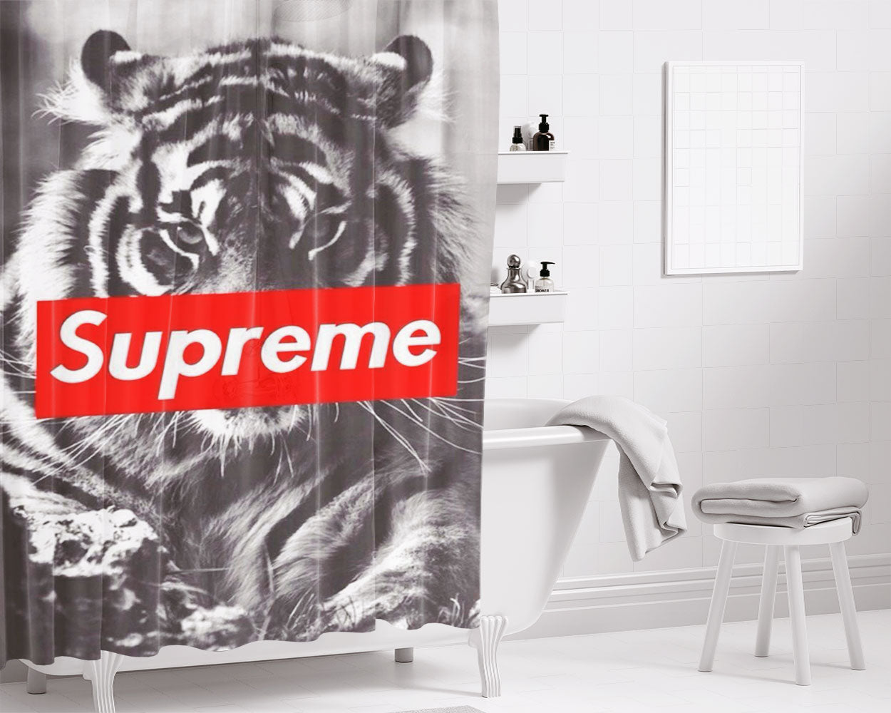 Supreme Lion Bathroom Shower Curtain Fabric Waterproof | 66 X 72 Inch