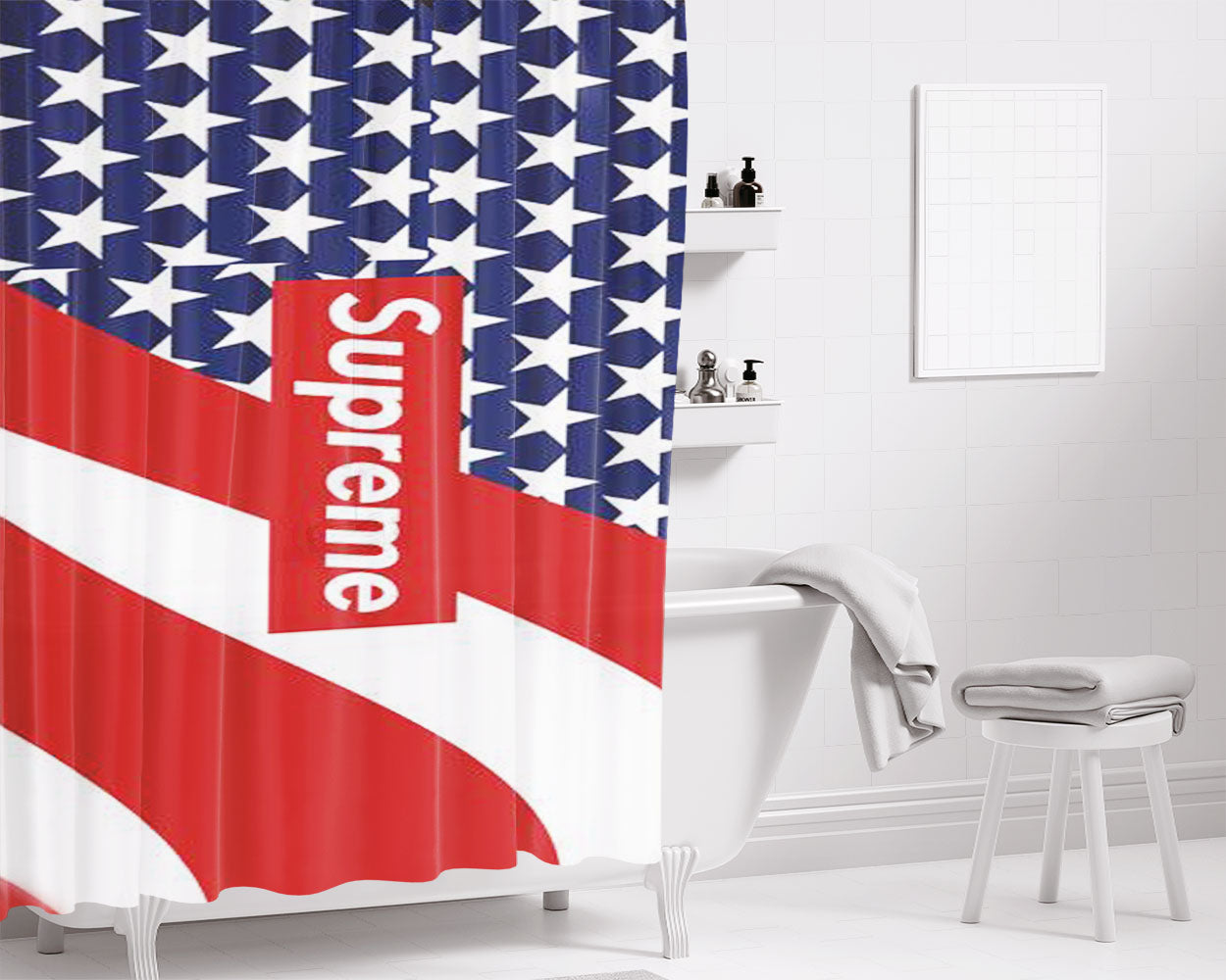 Supreme Logo X4916 Bathroom Shower Curtain Fabric Waterproof | 66 X 72 Inch