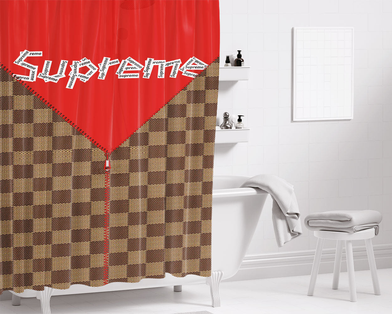 Supreme Louis Bathroom Shower Curtain Fabric Waterproof | 66 X 72 Inch