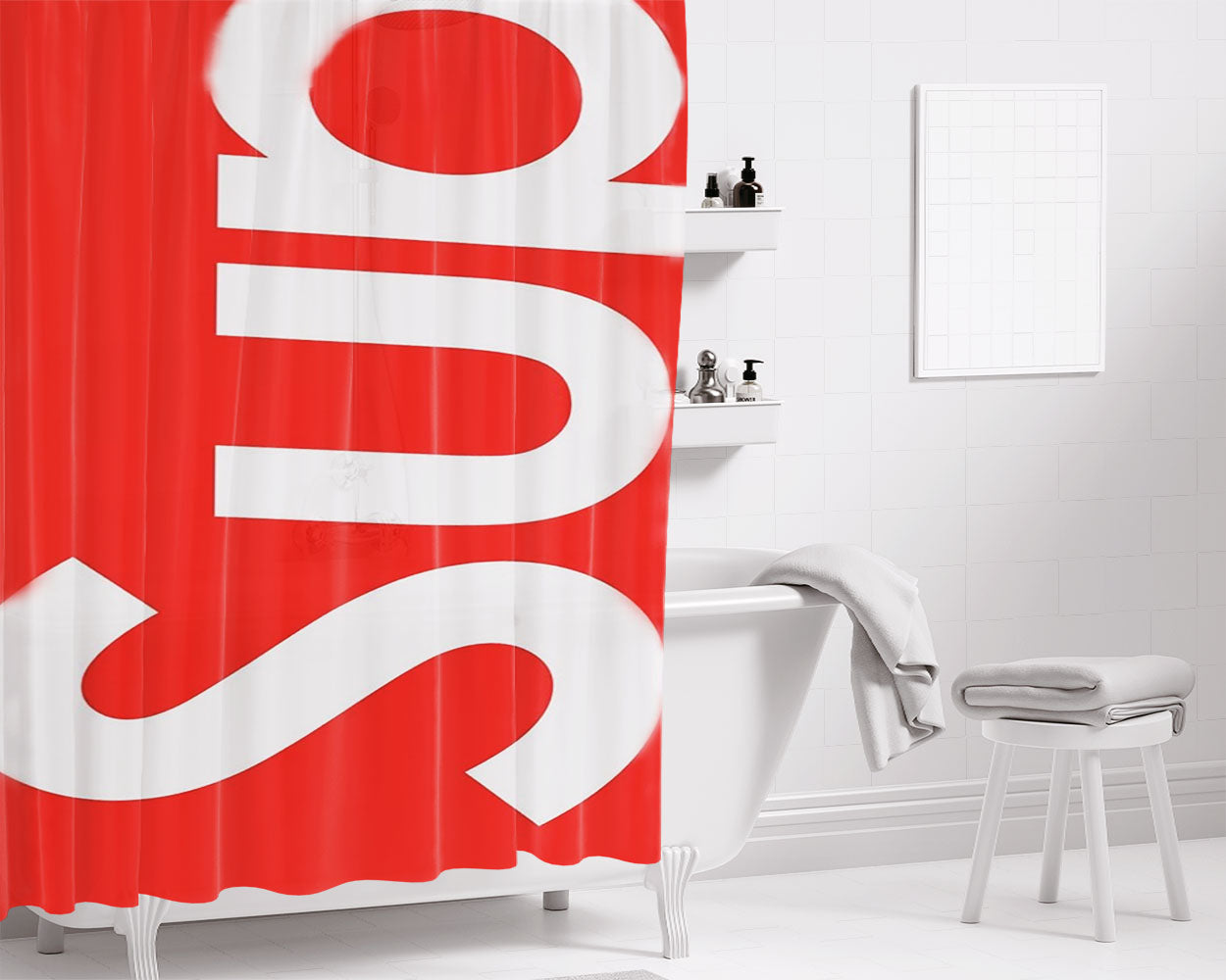 Supreme New York Logo Sup Art Bathroom Shower Curtain Fabric Waterproof | 66 X 72 Inch