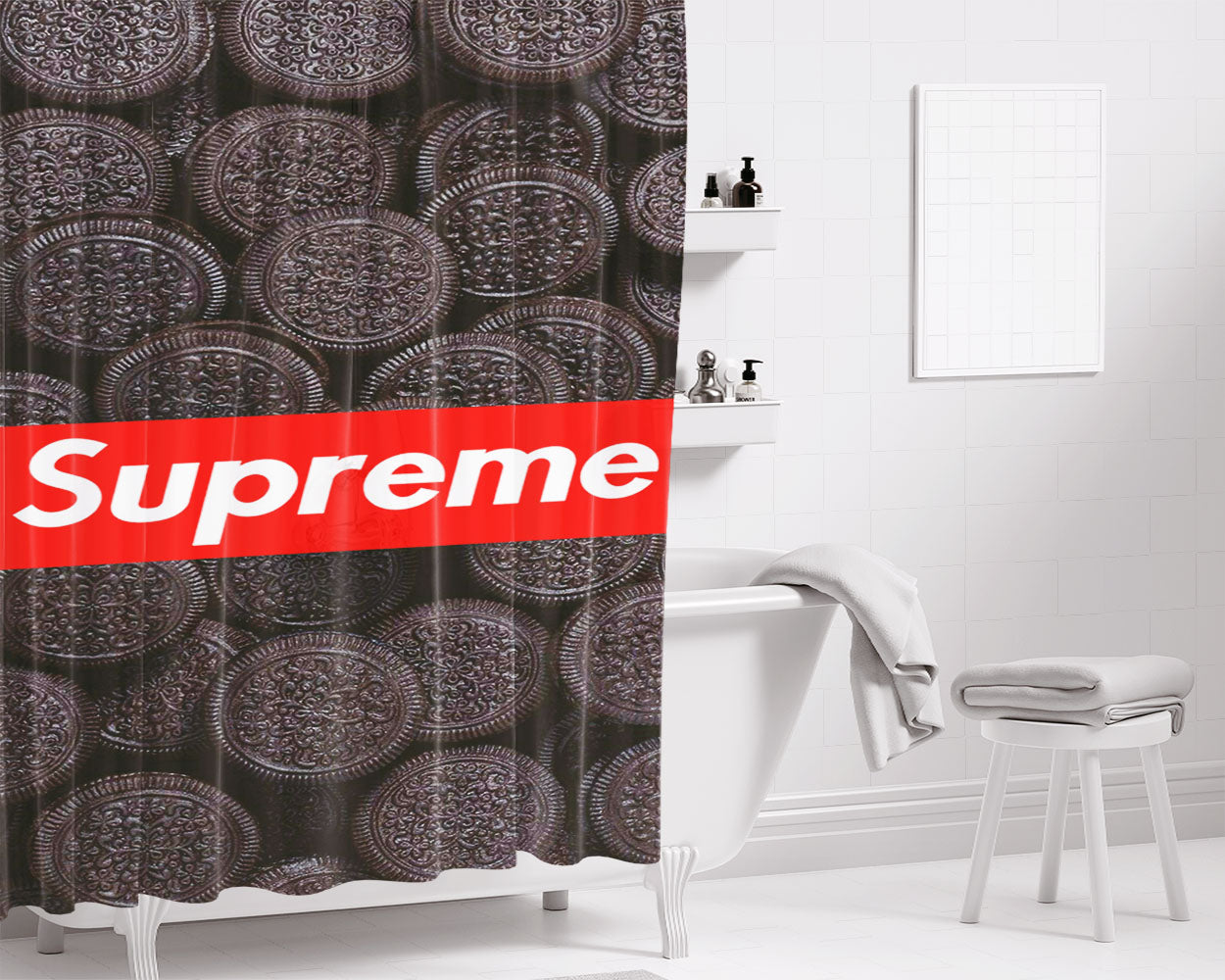 Supreme Oreos Bathroom Shower Curtain Fabric Waterproof | 66 X 72 Inch