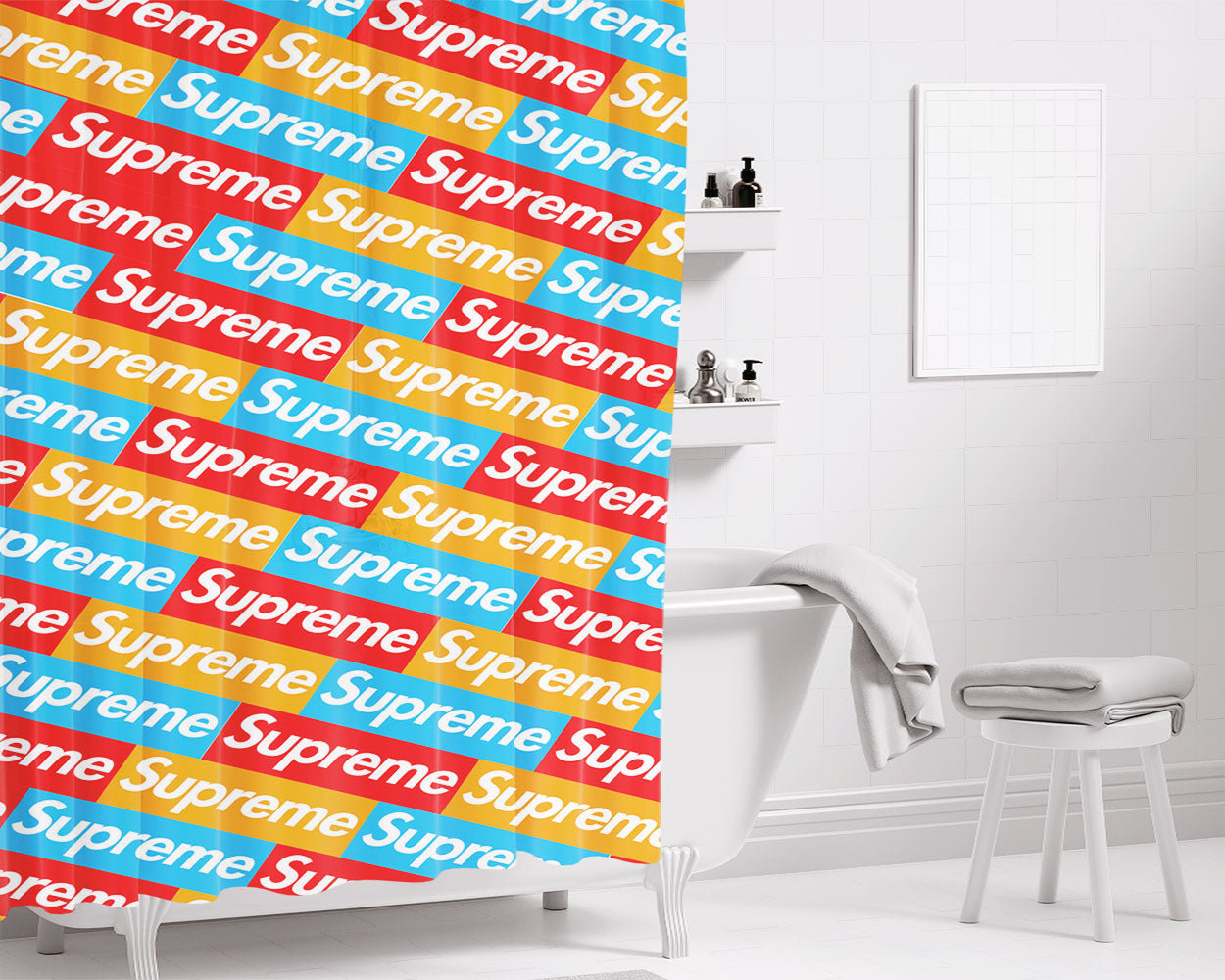 Supreme Pattern Bathroom Shower Curtain Fabric Waterproof | 66 X 72 Inch
