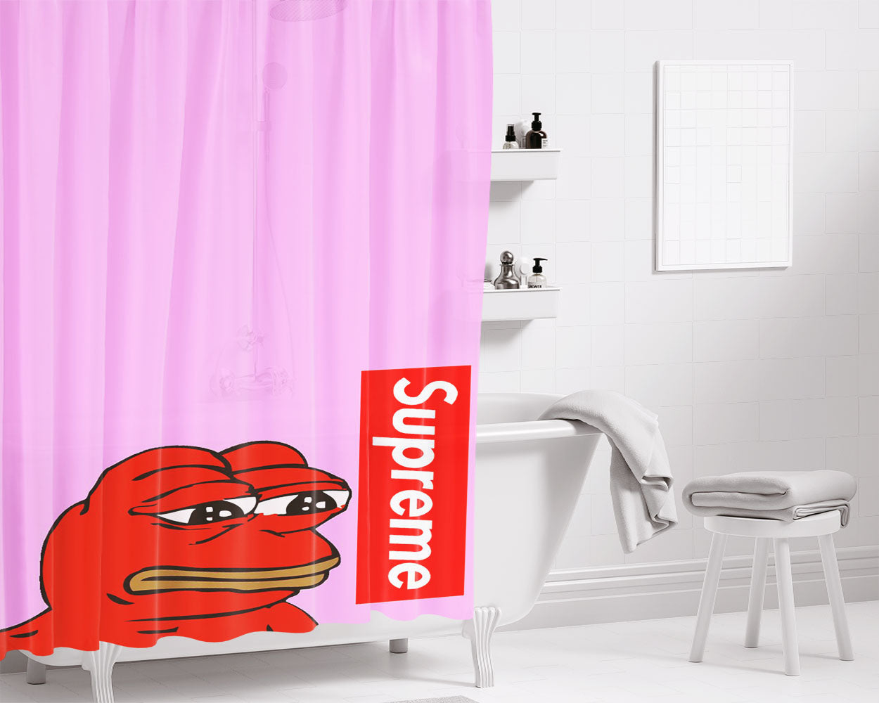 Supreme Pepe Bathroom Shower Curtain Fabric Waterproof | 66 X 72 Inch