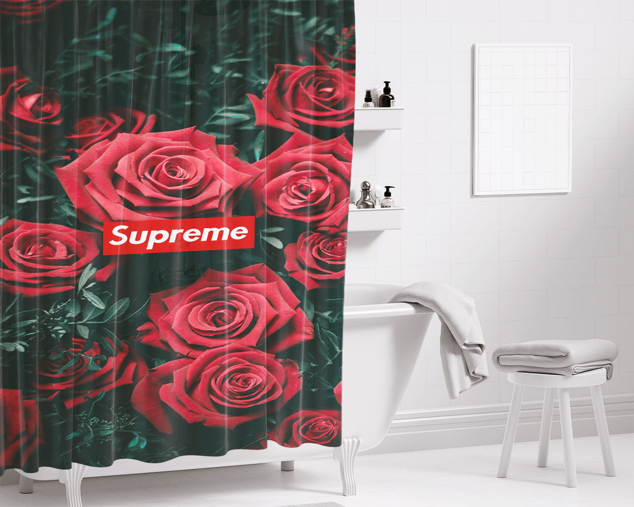 Supreme Roses 2 Bathroom Shower Curtain Fabric Waterproof | 66 X 72 Inch