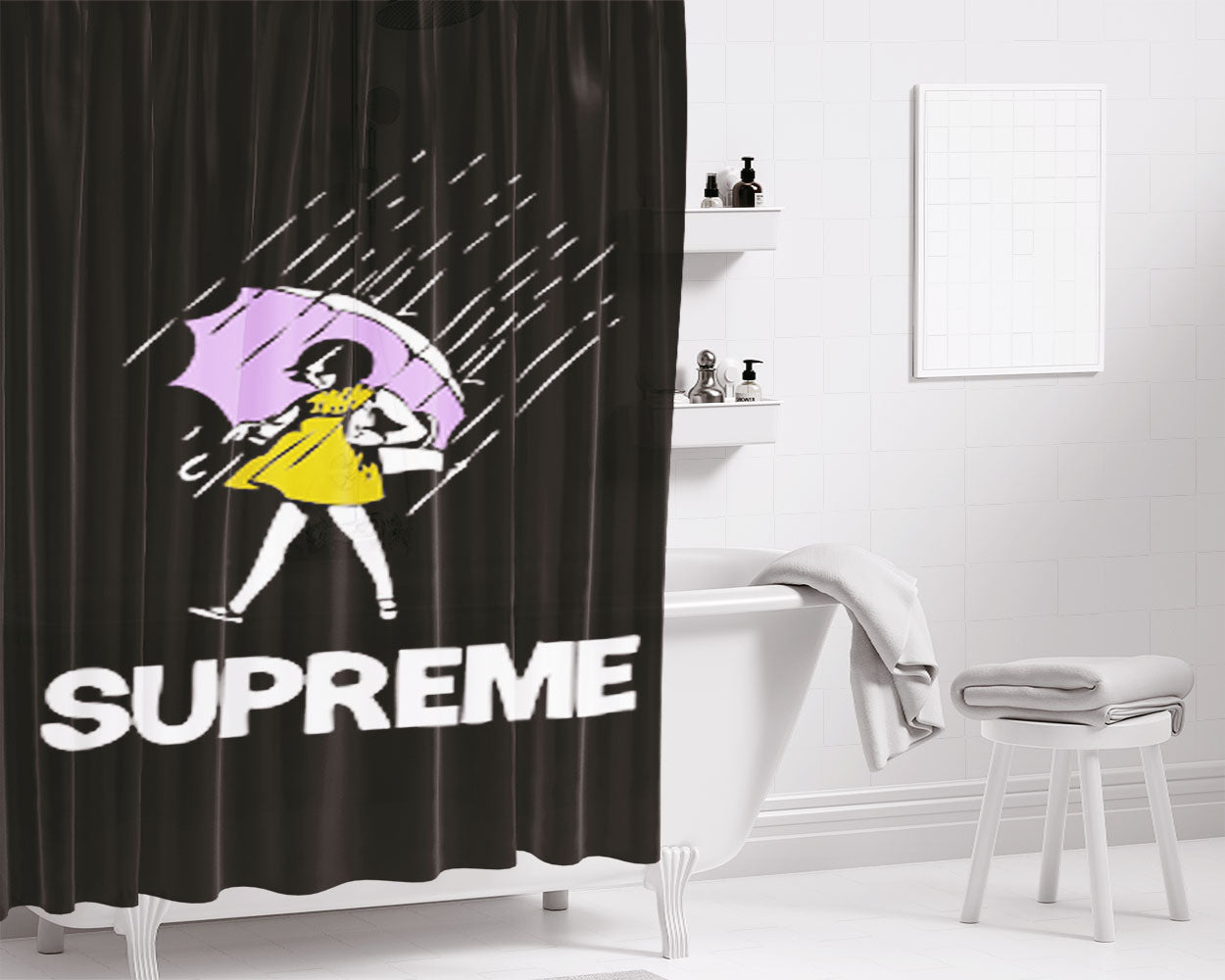 Supreme Salty Rain Bathroom Shower Curtain Fabric Waterproof | 66 X 72 Inch