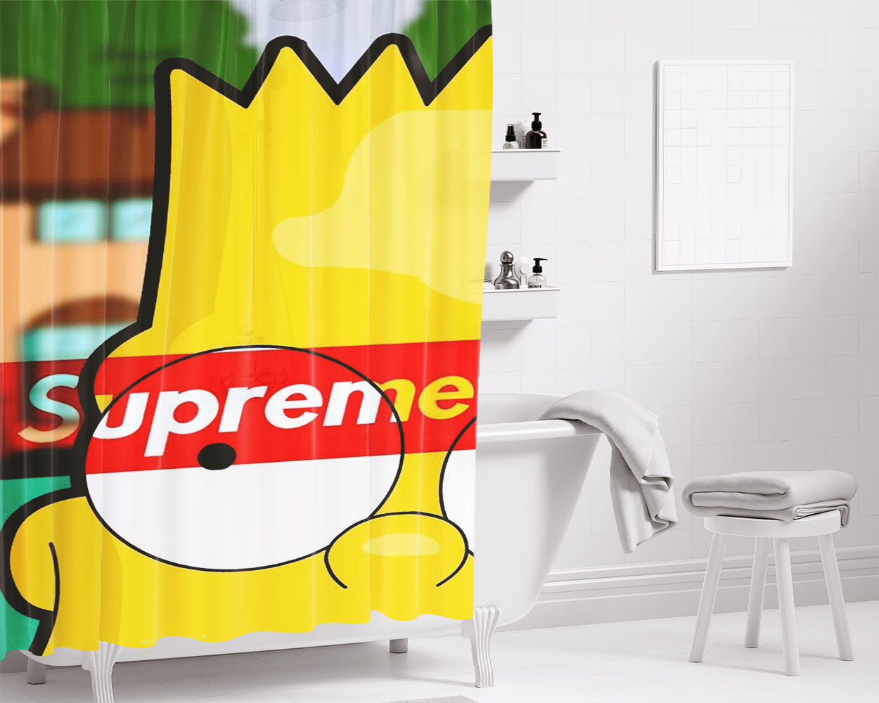 Supreme Simpsons Fondos De Pantalla Los Bathroom Shower Curtain Fabric Waterproof | 66 X 72 Inch