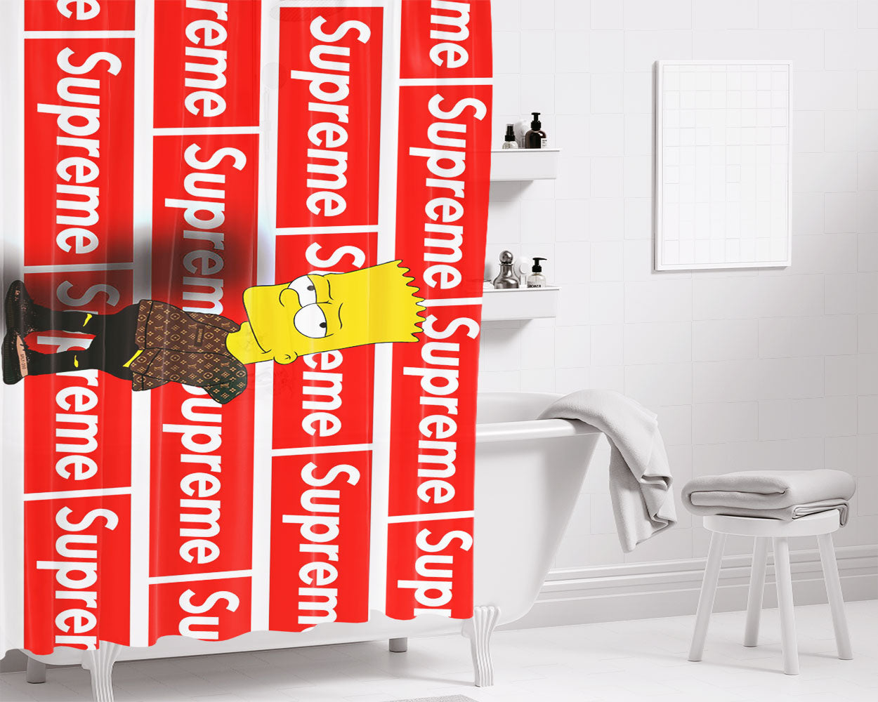 Supreme Simpsons Tape Bathroom Shower Curtain Fabric Waterproof | 66 X 72 Inch