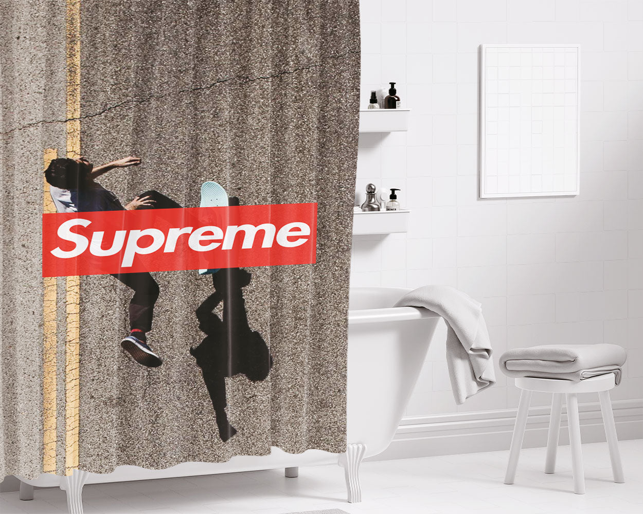 Supreme Skate Bathroom Shower Curtain Fabric Waterproof | 66 X 72 Inch