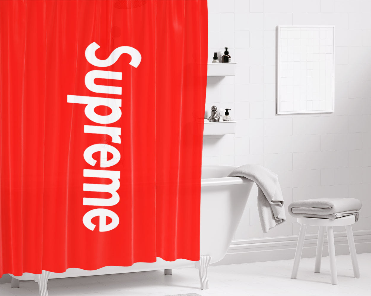 Supreme Skateboard Grip Tape Bathroom Shower Curtain Fabric Waterproof | 66 X 72 Inch