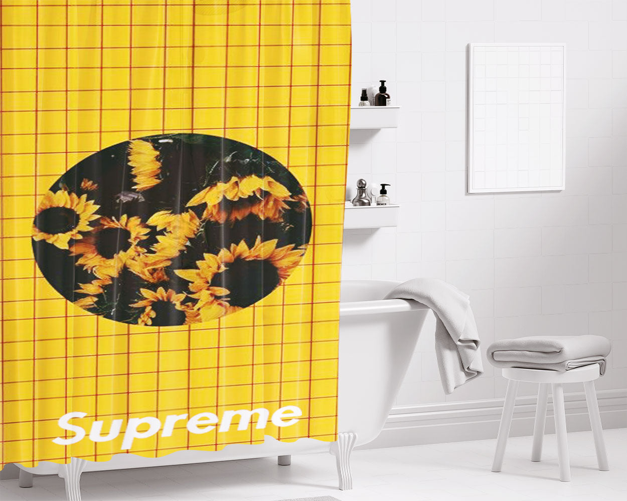 Supreme Sunflower Bathroom Shower Curtain Fabric Waterproof | 66 X 72 Inch