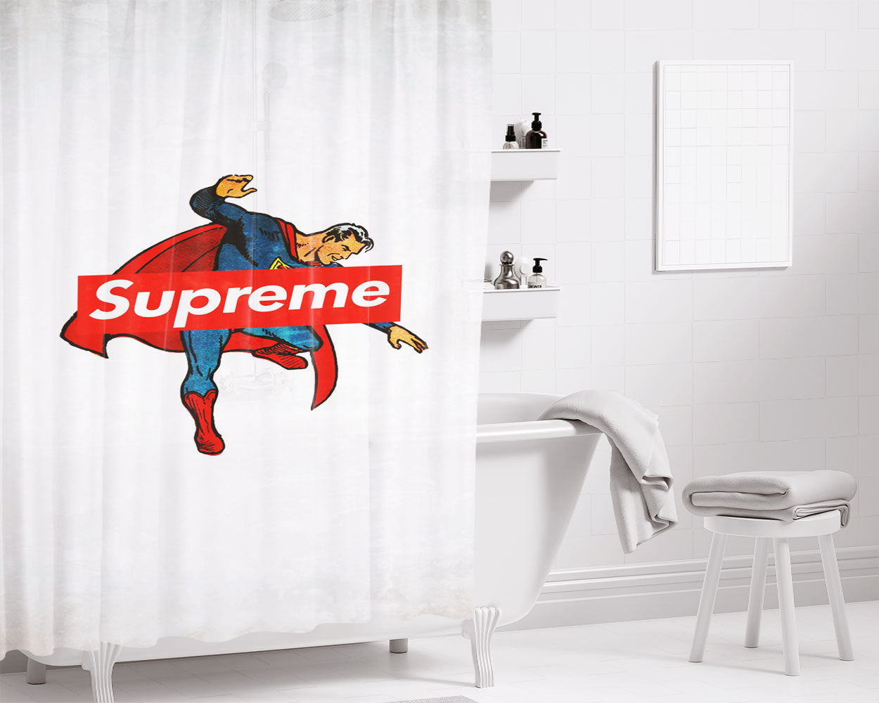 Supreme Superman Bathroom Shower Curtain Fabric Waterproof | 66 X 72 Inch