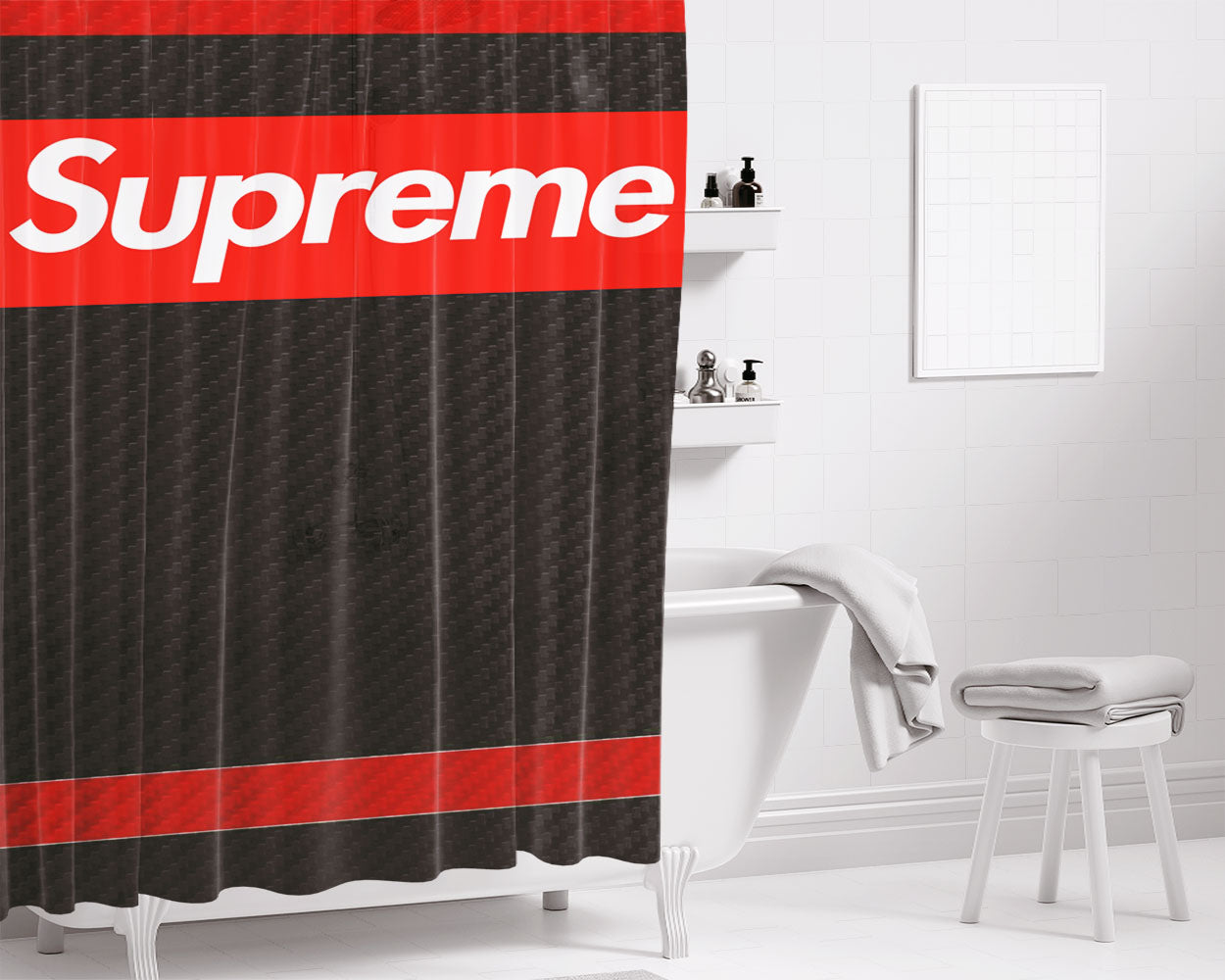 Supreme Texture Bathroom Shower Curtain Fabric Waterproof | 66 X 72 Inch