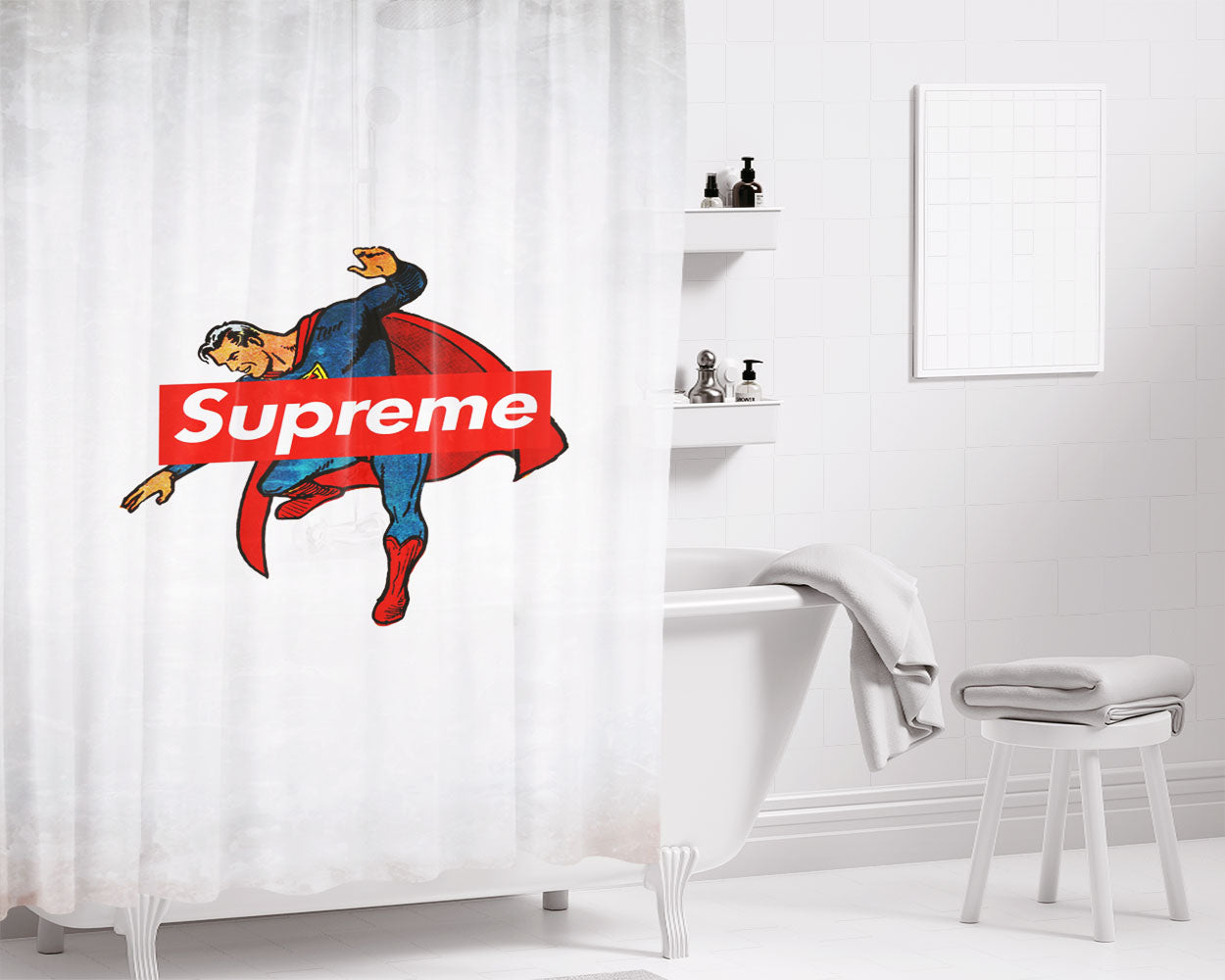 Supreme Trend Logo Film Art Bathroom Shower Curtain Fabric Waterproof | 66 X 72 Inch