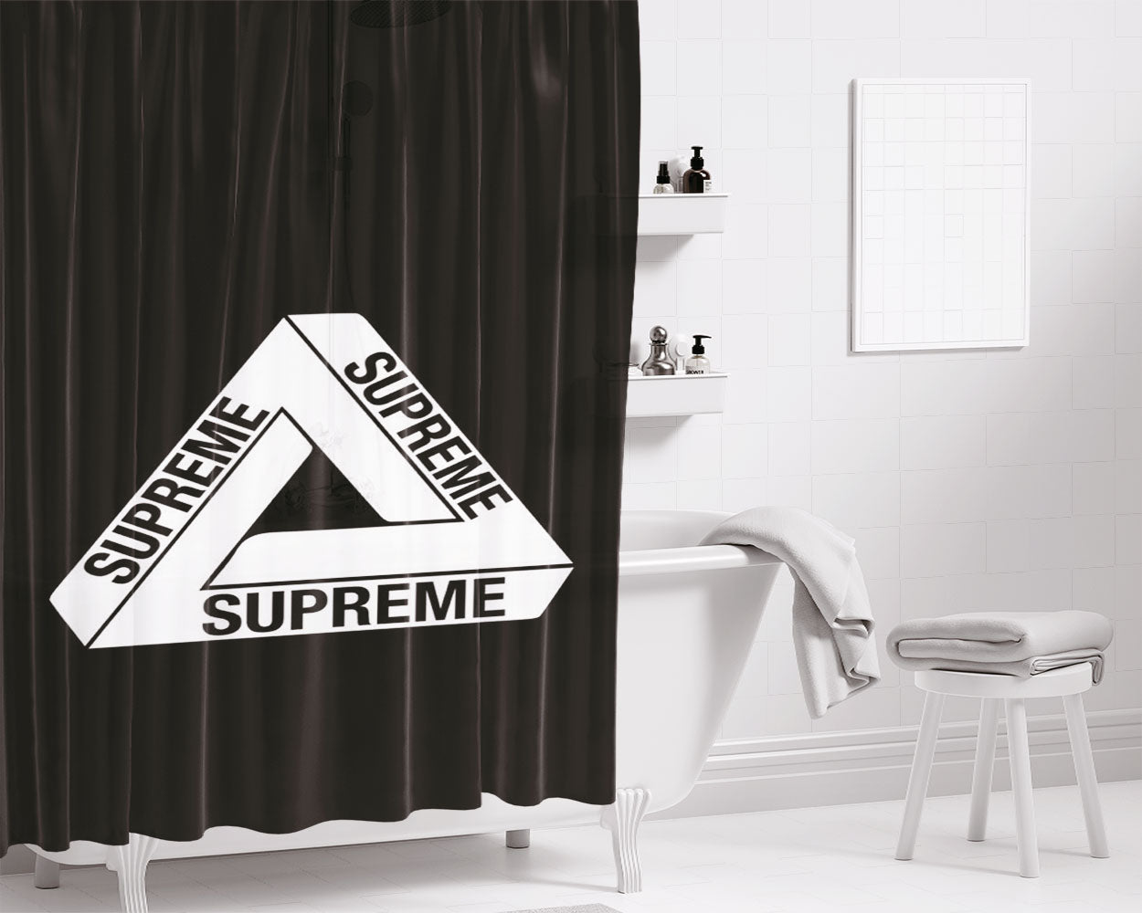 Supreme Triangle Bathroom Shower Curtain Fabric Waterproof | 66 X 72 Inch