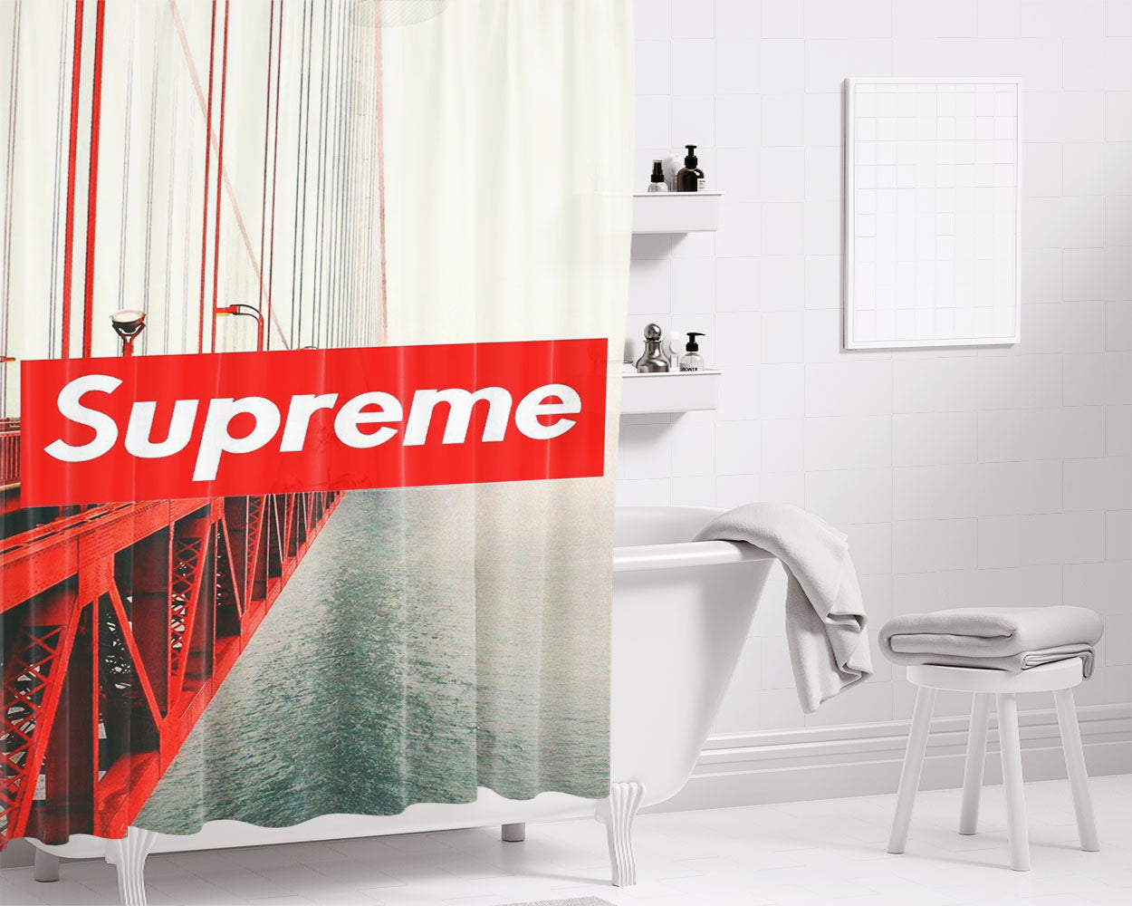 Supreme View Red Bathroom Shower Curtain Fabric Waterproof | 66 X 72 Inch