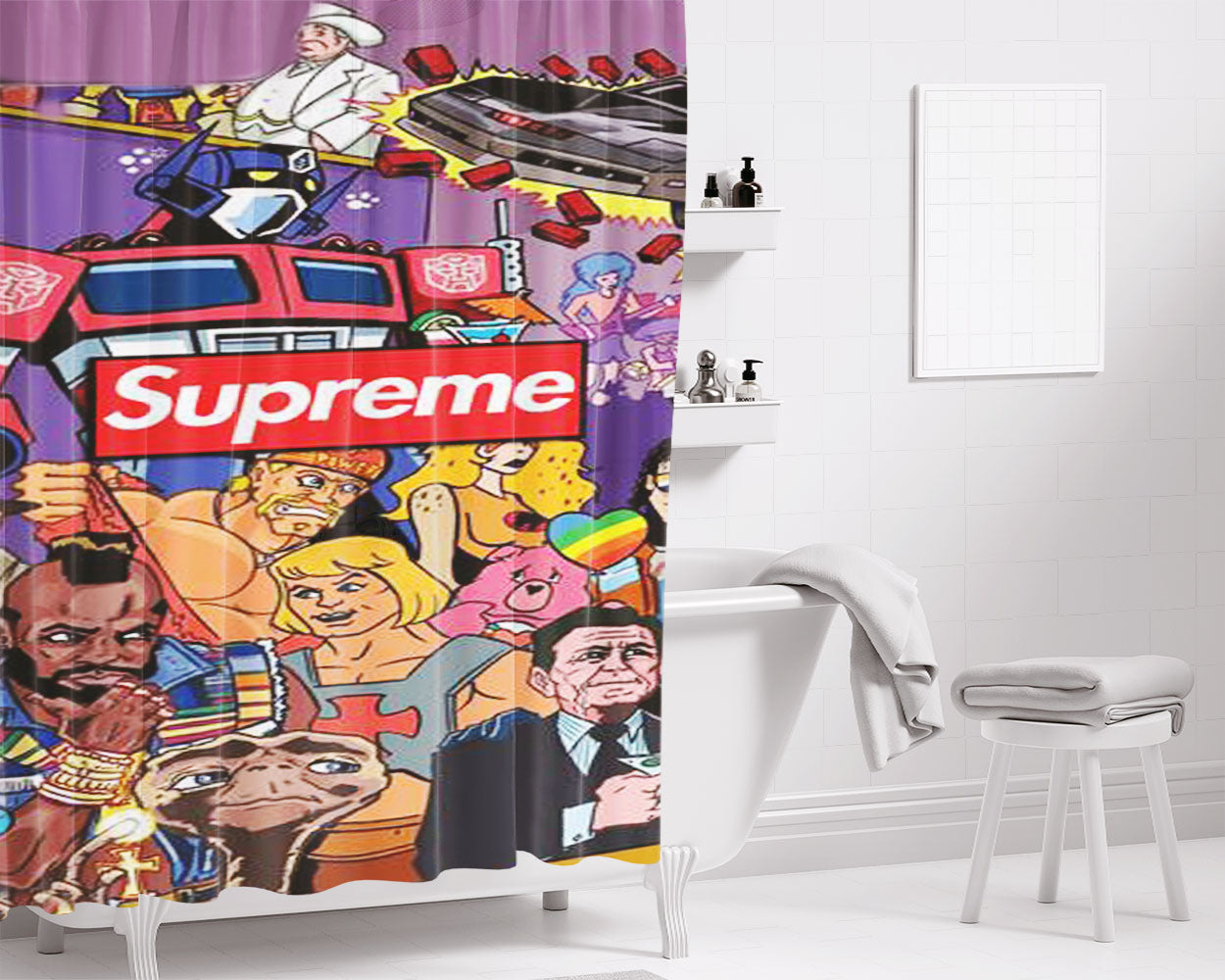 Supreme Wallpaper Peoples Bathroom Shower Curtain Fabric Waterproof | 66 X 72 Inch